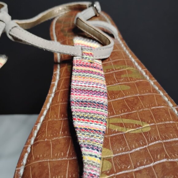 Sam Edelman Vegan Almond Woven Sand Gigi Thong Ankle Strap Sandals Size 9 1/2 - Picture 3 of 14